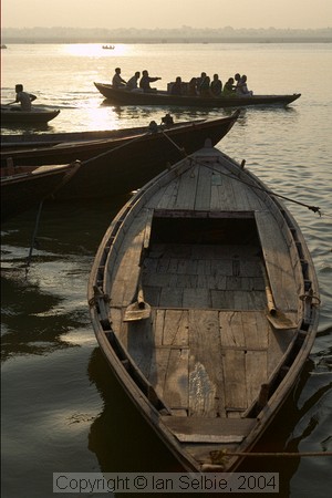 Boats on the Ganges at dawn, Varanasi