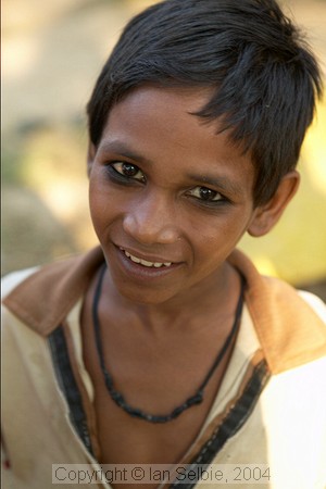 In the countryside near Varanasi: the darkened eyes are to protect from the "evil eye"