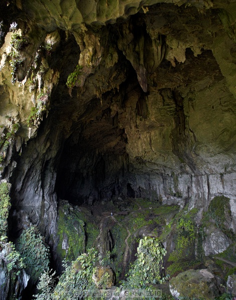 "Fairy" and "Wind" Caves, Bau, Sarawak, East Malaysia (Borneo) (Look for the humans in the picture to appreciate the scale of the cave)