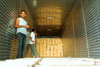 In the container lorrie, waiting for the next load of fish, at Endau near Mersing