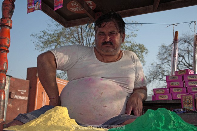 Selling colours for Holi Festival, Jaipur
