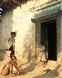 In the countryside near Varanasi: Grandmother and children